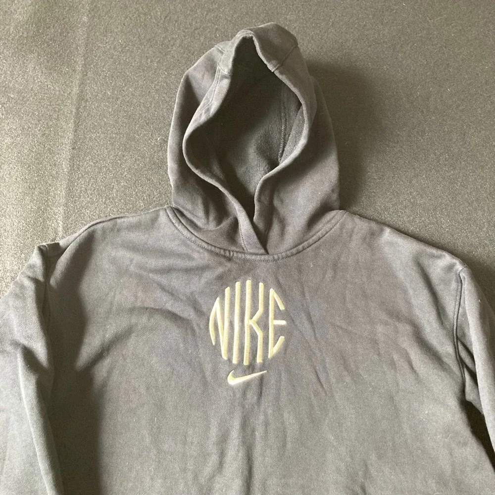Nike Sportswear Women Black Cropped Pullover Hoodie DD6498-010 Size L Y2K